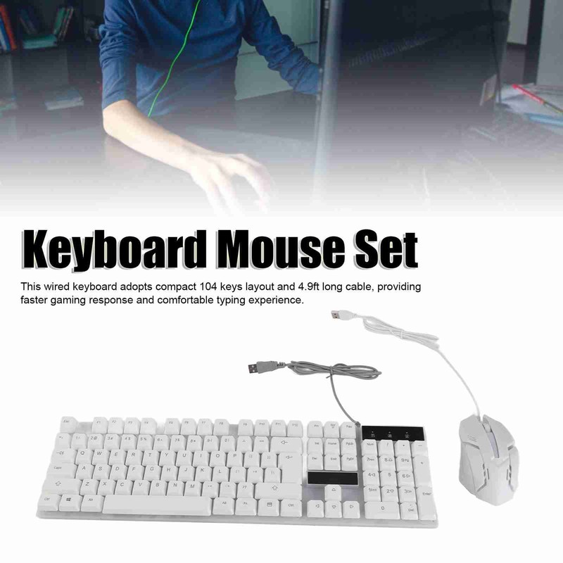 Keyboard and Mouse Combo 104 Keys RGB Backlit USB Wired