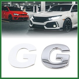 Motoforti Silver Tone Metal G Letter Shaped Alphabet Sticker Emblem Badge Decals for Car Auto Long-Lasting