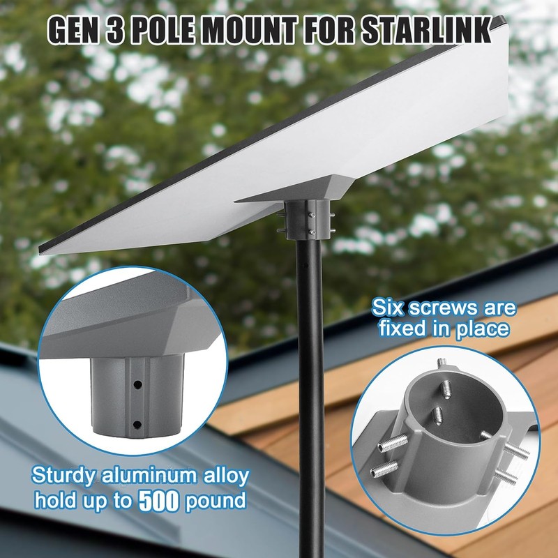 Gen 3 Pipe Adapter, Stainless Steel Pole Mount, for Gen