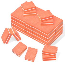 Nail Buffer, 50Pcs 100/180 Grit Mini Nail Buffer Blocks for Natural, Professional Nail File Blocks for Gel & Acrylic Nails, Double Sided Nail Blocks for Home and Salon Use (Orange)