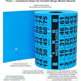 Carewon 125 Bingo Master Boards, Blue (3 Color Selection), for Parties, Large Events Family Game Nights, Single or Multi Use for Daubers or Chips
