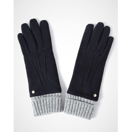 YISEVEN Women’s Winter Lambskin Suede Leather Gloves with Knit Cuffs Genuine Elegant Warm Wool Lined for Ladies Cold Weather Accessories Work Dress Driving New Year Gifts, Navy Blue Size 7.0 M