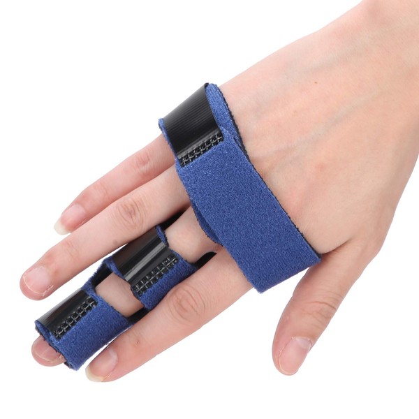 Trigger Finger Splint, Breathable Finger Joints Clamp Stabiliser Sprain Fracture Recovery Finger Fixing Splint Protector for Pain Relief, Sports Injuries, Basketball (Blue)