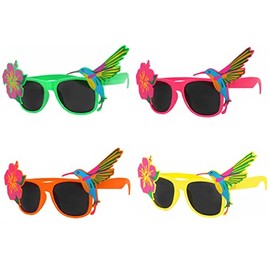 Hawaiian Novelty Sunglasses Floral Tropical Fancy Sunglasses Dress Hawaiian Beach Party Sunglasses, Assorted, only one will be supplied at random, Multicolor, One Size