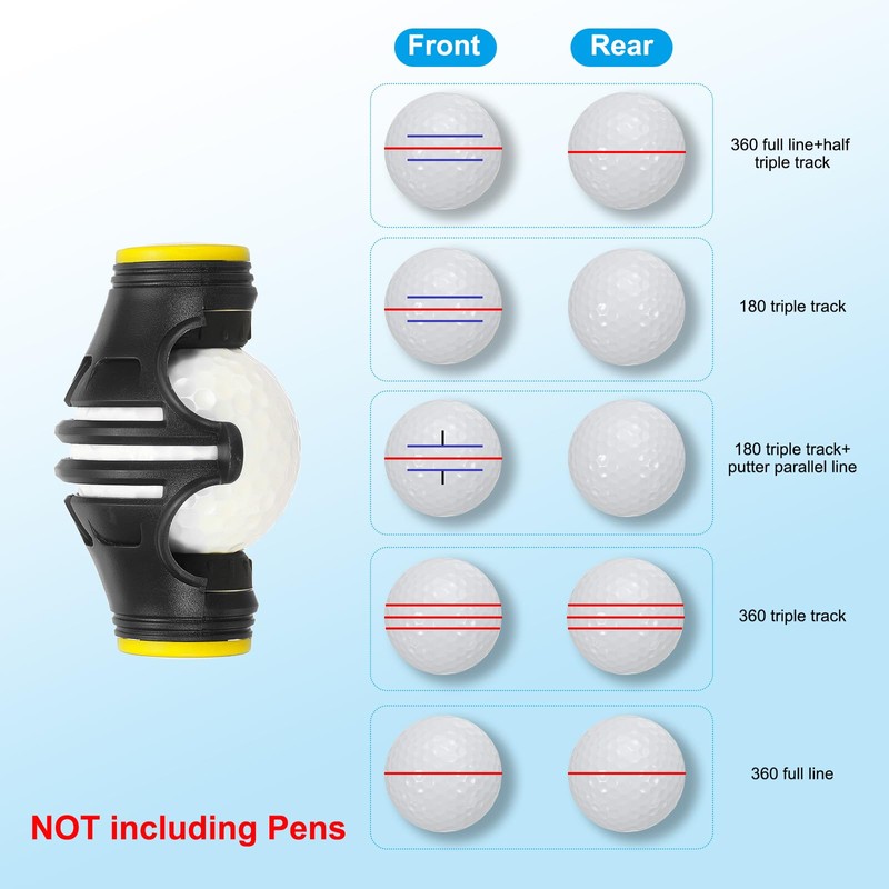 PATIKIL Golf Ball Marker Stencil 360 Degree Triple Track Golf