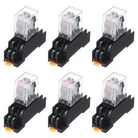 sourcing map 6 Set AC110V Electromagnetic Power Relay 8-Pin AC/DC DPDT 2NO+2NC Relay Coil with Socket Base for Industrial, Home Appliances and DIN Rail System with LED Indicator