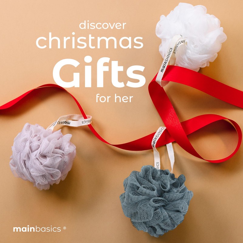 MainBasics Bath Shower Loofah Sponge Pouf Body Scrubber Exfoliator Body