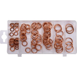 YATO Professional Copper O Ring Set, 95 Pieces in Assortment Box, Round Design, 8.4 - 20.2 mm, for Highest Loads, 7 Sizes, Copper Seals O-R