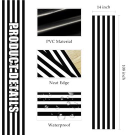 MUNILAIL 6 Pcs Classic Black and White Striped Plastic Table Runner, 14 x 108 Inch, Perfect for Wedding, Birthday, Baby Shower, Party