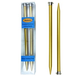 Weabetfu Aluminum Metal Knitting Needle,Colored Straight Single Pointed,10-inch Length for Handmade DIY Knitting,Size US 15(10.0mm)