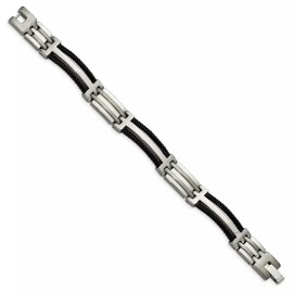 Chisel Men's Titanium Brushed and Polished Black IP-plated 8.5in Bracelet