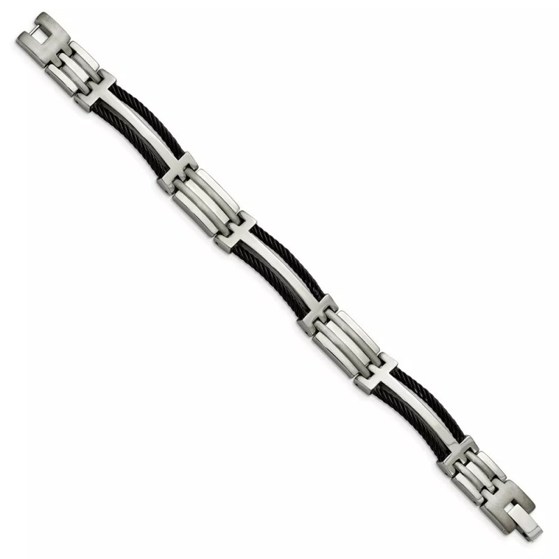 Chisel Men's Titanium Brushed and Polished Black IP-plated 8.5in Bracelet