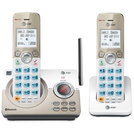 AT&T DL72219 DECT 6.0 - Teléfono inalámbrico de 2 Auriculares para el hogar con conexión a la célula, Bloqueo de Llamadas, visualización retroiluminada de 1.8 Pulgadas, Botones Grandes,