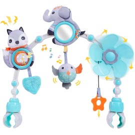 Koty Baby Stroller Arch Toy,Baby Crib Mobile Musical Toys, Car Seat Elephant