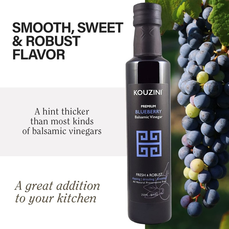 Kouzini Ultra Premium Blueberry Balsamic Vinegar, Aged Balsamic Vinegars from