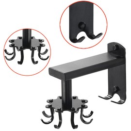 WEIWUXIAN Rotating Storage Hook, Kitchen Swivel Hook, 360° Rotating Folding Hook, Multifunctional Swivel Hook with 8 Hooks for Home, Kitchen, Bathroom, Towel, Office (Black)
