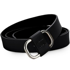 LASIEM(ラシエム) 【無段階×穴無し】 ベルト レディース 本革 穴なし 革 牛本革 おしゃれなベルト 女性用ベルト レザー シンプル カジュアル ビジネス シルバーバックル ブラック