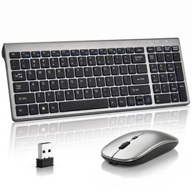 Wireless Keyboard and Mouse Combo, Ultra Slim Switch Scissor, Silent Design