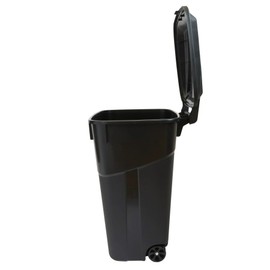 Mczan (2 Pack) 32 Gallon Wheeled Heavy Duty Plastic Garbage Can, Attached Lid, Black