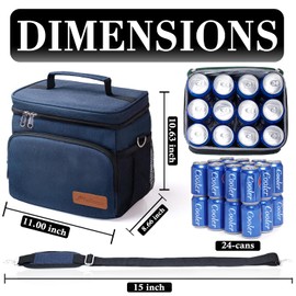 TuErcao Cooler - Leak Proof Portable Collapsible Soft Cooler Ice Chest for Beach Hiking Picnic Camping Travel Cooler for Car Road Trips, Lunch Box Cooler for Men Work Hieleras para Trabajo, Blue