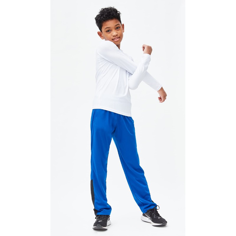 DEVOPS Boys Active Performance Workout Athletic Training Pants (Medium, Black/Blue