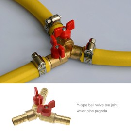 EMSea 3/8Inch/10mm Y Shut off Ball Valve Brass Hose Fitting Splitter Y 3 Way Pipe Connector Adapter for Oil Fuel Water