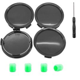 IUSOT Wheel Hub Caps, Pack of 4 Hub Caps 75 mm, ABS Wheel Centre Caps with 1 Screwdriver, Ideal for Cars, Robust Wheel Hub Cover, Ideal Replacement Parts for Hub Caps and Rims