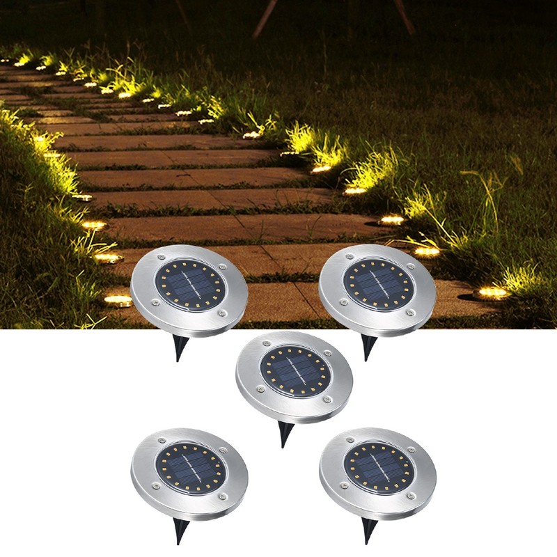 5Pcs Solar Power Underground Light Landscape Lamp 16 LED RainProof