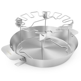 Onlyfire Stainless Steel Chicken Wing Leg Rack with Drip Pan, Hold up to 12 Chicken Legs for Weber Gourmet BBQ System, Kettle Grill, and Kamado Grill