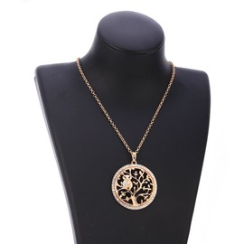 Ouran Fashion Necklace for Women, Tree of Life with Owl Pendant Necklace Girls Crystal CZ Long Chain Necklace Shiny Rhinestone Necklace, Glass, Zirconium oxide