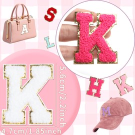 Yumttero - 8 parches autoadhesivos de felpilla para bolsas, parches de letras de 5,5 cm para ropa, vestidos, jeans, sombreros, calcomanías de letras para computadora portátil, teléfono, nevera,