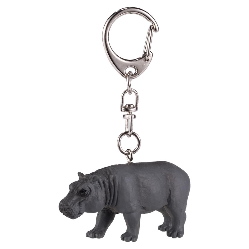 Mojo 387489 Hippo Animal Figure Keychain, gray