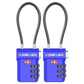 Seguro Lock Cerraduras de equipaje aprobadas por la TSA, alerta abierta, esferas de fácil lectura, cerraduras de equipaje de viaje para veliz, cerraduras de equipaje, Azul 2 unidades, One_Size, Compacto
