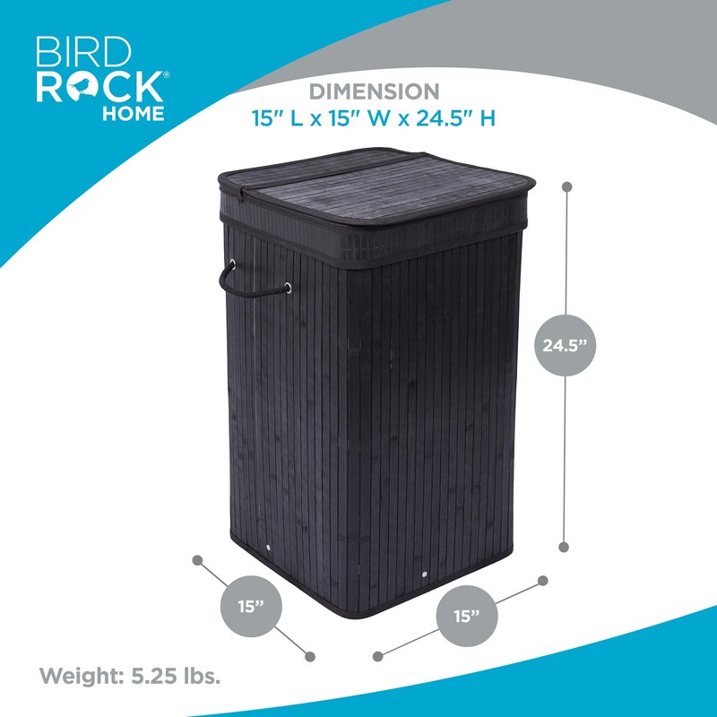 BIRDROCK HOME Square Laundry Hamper with Lid and Cloth Liner,