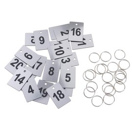 Pack of 20 Keyrings, Engraved Numbers Key Pendants with Metal Key Ring Number 1-20, Golden