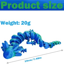 19 cm 3D Printed Axolotl Toy, Fidget Toy, 3D Printed Animals, 3D Animals, Axolotl Figure, Cute Axolotl Cuddly Toy for Home, Office, School and Gifts, Ideal for Children and Adults