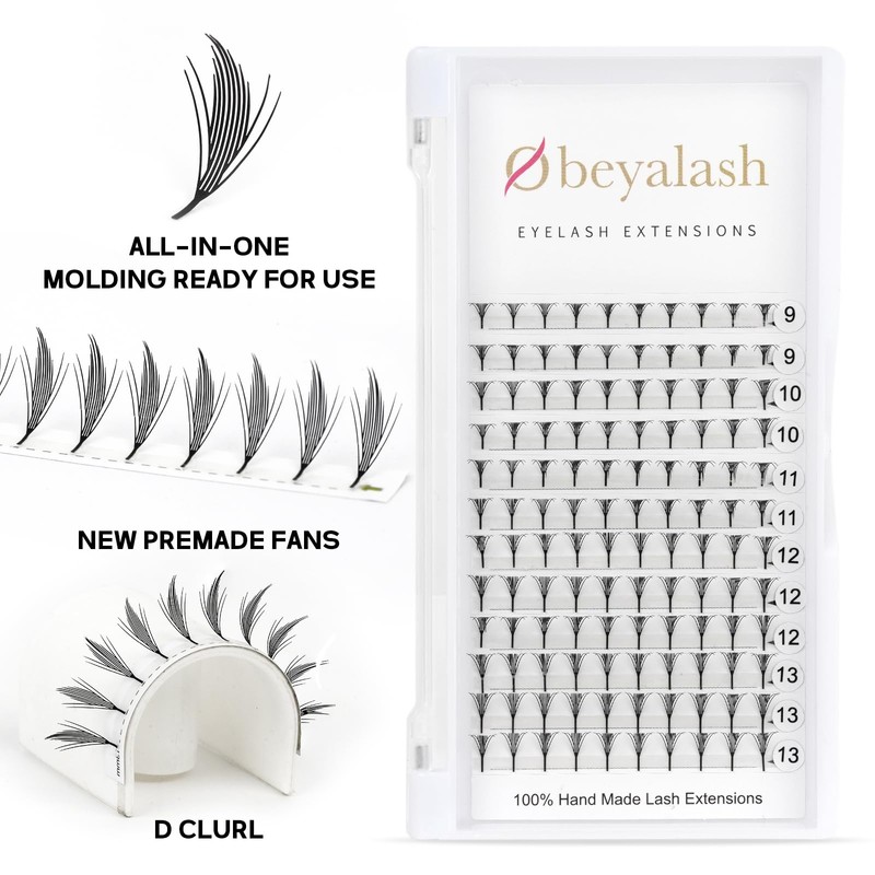 Obeyalash Premade Eyelash Extensions, 120 Compartments, Premade Professional Thin Eyelash
