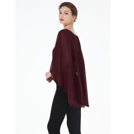BEAUTELICATE Women's Stole Scarf Chiffon Cape Elegant for Wedding Dress Evening Dress Festive Prom Dress Beach Dress, Short Style - Cabernet