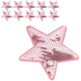 10pcs Sequin Embroidered Patches,Star Sequin Iron on Applique,Pink Bling Appliques for Clothes,Bag Sequin Decorate,7.5cm*7.8cm
