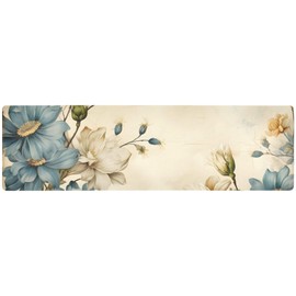 Camino de mesa resistente al calor y salvamanteles antideslizantes impermeables para platos calientes y sartenes, cocina, granja, boda, fiesta, encimeras, decoración de 12 x 39 pulgadas en flor beige