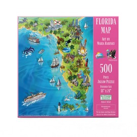 SUNSOUT INC - Florida Map - 500 pc Jigsaw Puzzle by Artist: Maria Rabinky - Finished Size 18" x 24" - MPN# 20521