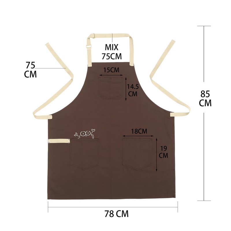 Pincy Soft Cotton Apron - Unisex Adjustable Bib Apron, Art