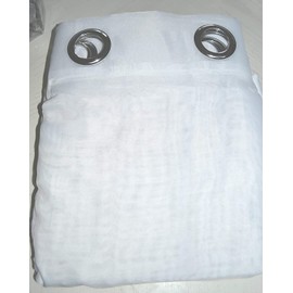 Ikiriska Extra Long Sheer Voile Curtain Grommet top for high Ceiling 10-24ft Length 110" Wide 2 Story Drape (24 ft, Off White)