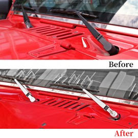 SQQP - Cubierta de decoración de brazo y cuchilla para parabrisas para ventana delantera, 2 piezas para Jeep Wrangler JK 2007-2018 (cromo)