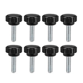 sourcing map M6 x 20mm Metric Male Thread Knurled Clamping Knobs Grip Thumb Screw on Type Hand Clamping Handle Bolt with 21mm Plastic Knobs Black 8 Pcs