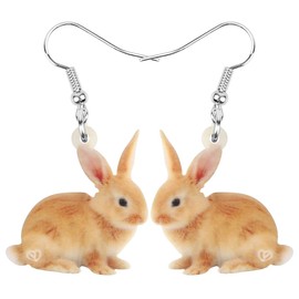 WEVENI Acrylic Easter Egg Bunny Rabbit Hare Earrings Dangle Drop Lovely Pet Jewelry For Women Girls Nice Gift (Orange)