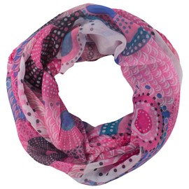fashionchimp Women Loop Circle Pattern Psychedelic Print Tube Scarf Summer Scarf for Women, pink-coloured