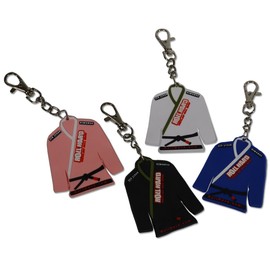 ROLL HARD Brand Jiu Jitsu Gi/Kimono Key Chain - Rubber, 4 COMBO PACK for BJJ Brazilian Jiu Jitsu (4 COMBO PACK)