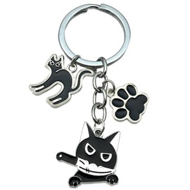CPRNQY Cat Keyring, Cute Keychain, Cat Keychain, Funny Keyring for Keys, Bags, Purses, Car Keys (Black), black
