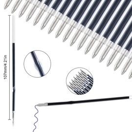 Ballpoint Pen Refills, Pack of 50 Ballpoint Pen Refills, Retractable Pen Refills 0.7 mm Line Width, Ballpoint Pen Refills 107 mm Length, Plastic Ballpoint Pen Refills, Blue